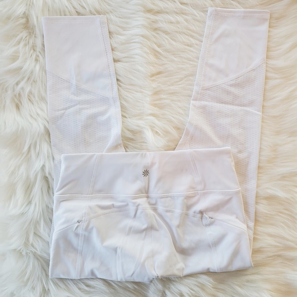 NWOT Athleta White Mesh Contender Capri Leggings - Picture 3 of 6
